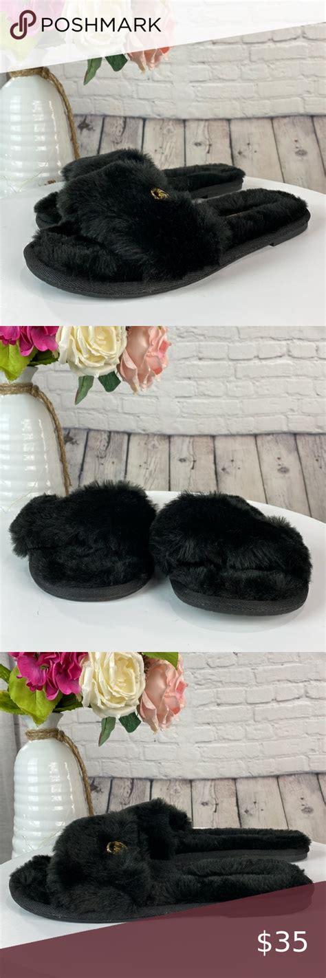 michael kors shoes slippers|michael kors black fuzzy slipper.